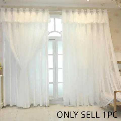 Modern Princess Style Double Layer Blackout Curtains, Elegant Home Decor for Living Room and Bedroom, Casual Korean Weave Design, Home Decoration Curtain Window Curtain, Blackout Window Cover, Home Decorative Curtain