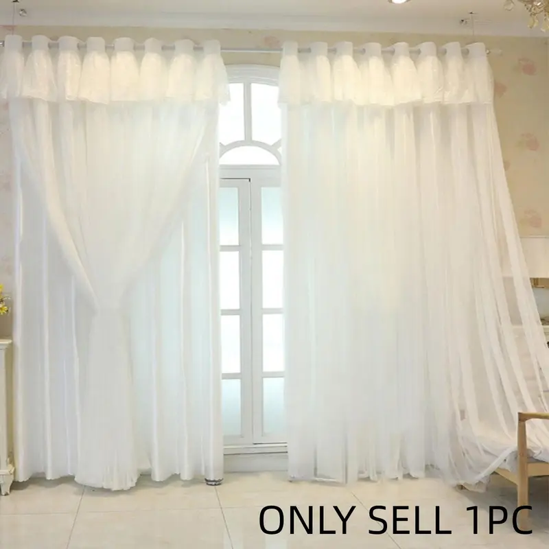 Modern Princess Style Double Layer Blackout Curtains, Elegant Home Decor for Living Room and Bedroom, Casual Korean Weave Design, Home Decoration Curtain Window Curtain, Blackout Window Cover, Home Decorative Curtain
