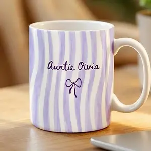 [Sale off up to 50%] Personalized Grandma Stripe Mug, Coquette Striped Name Mug Gifts, Mother's Day Gift for Nana, 11oz & 15oz ceramic mug