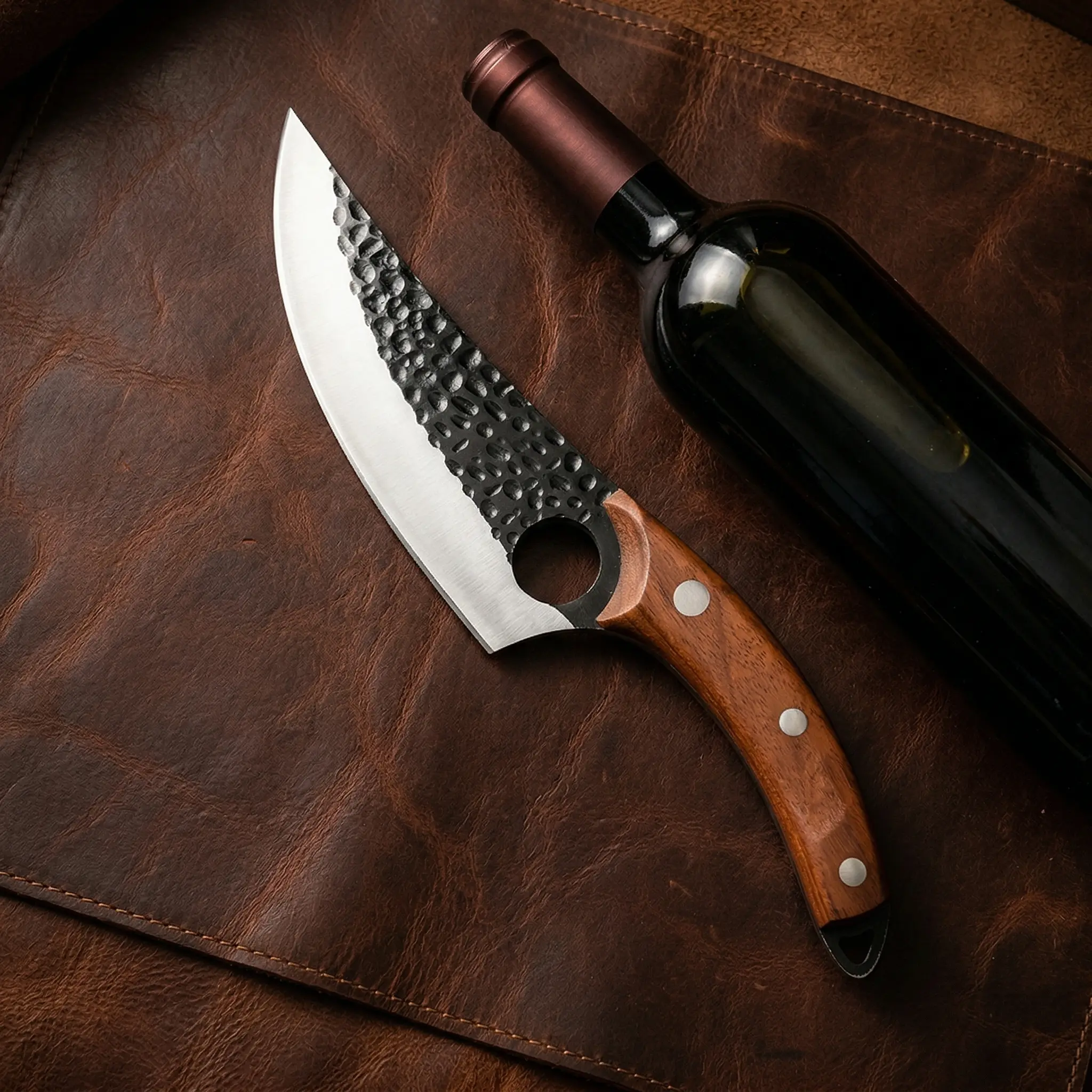 [Spring Faves]  Upgraded Viking Knives with Sheath, Hand Forged Butcher Knife for Meat Cutting, Cooking, Sharp Cleaver/Chef Knife and Outdoor Camping, BBQ Knife – Perfect Father's Day Gift! Meatcleaverset Kitchen