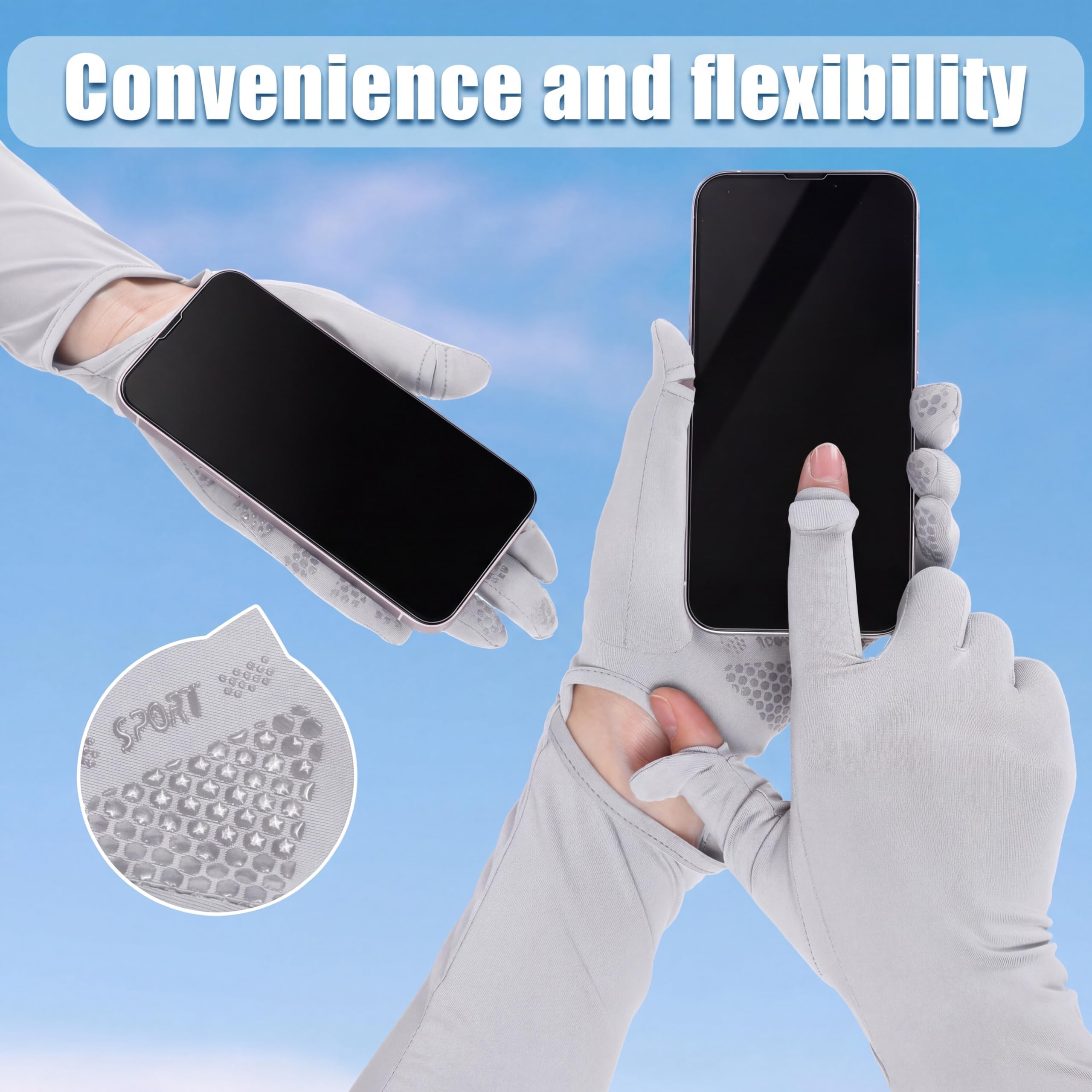 2 Pairs Women Long Sun Protection Arm Gloves, UPF 50+ UV Protection Touch Screen Driving Gloves, Breathable Sun Arm Covers for Cycling, Fishing & Outdoor Sports