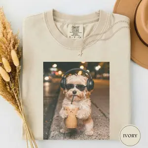 Comfort Colors Funny Havanese Drinking Iced Coffee Shirt, Animal Meme Tee, Dog Lover Gift, Funny Havanese Shirt, Coffee Tee, Cute Dog Mom Gift KA