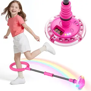 Skip Ball Toy for Girls Ages 6-10,Girl Birthday Gifts,3 Fun Modes,Flashing Light-Up Wheel,LED Digital Counter,Replaceable Battery,Girl Birthday Gifts for Age 6-10+,Fun Outdoor Girl Toys-Pink