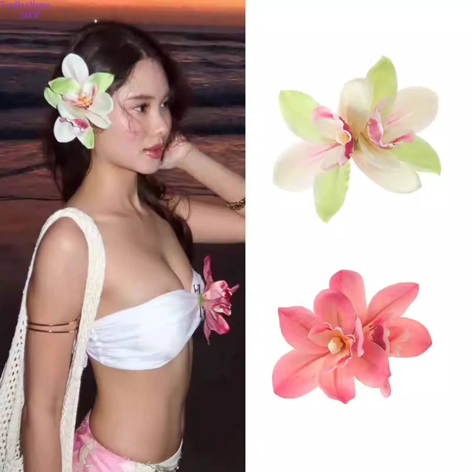 Boho Hair Accessories for Women, Retro Thai-Style Cymbidium Flower Hair Clips for Party and Everyday Wear, Decorative Hair Clips, Flowers
