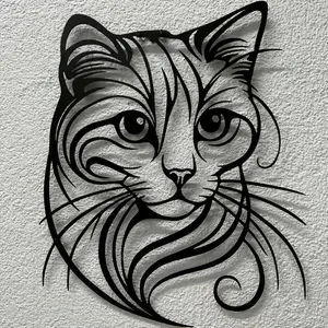 Cat Design Wall Art, Modern Abstract Design, Metal Wall Decor, Modern Home Decoration, Wall Hanging Decor for Home Living Room Bedroom, Ideal Housewarming Gift, Birthday Gift, Wedding Gift, Poster