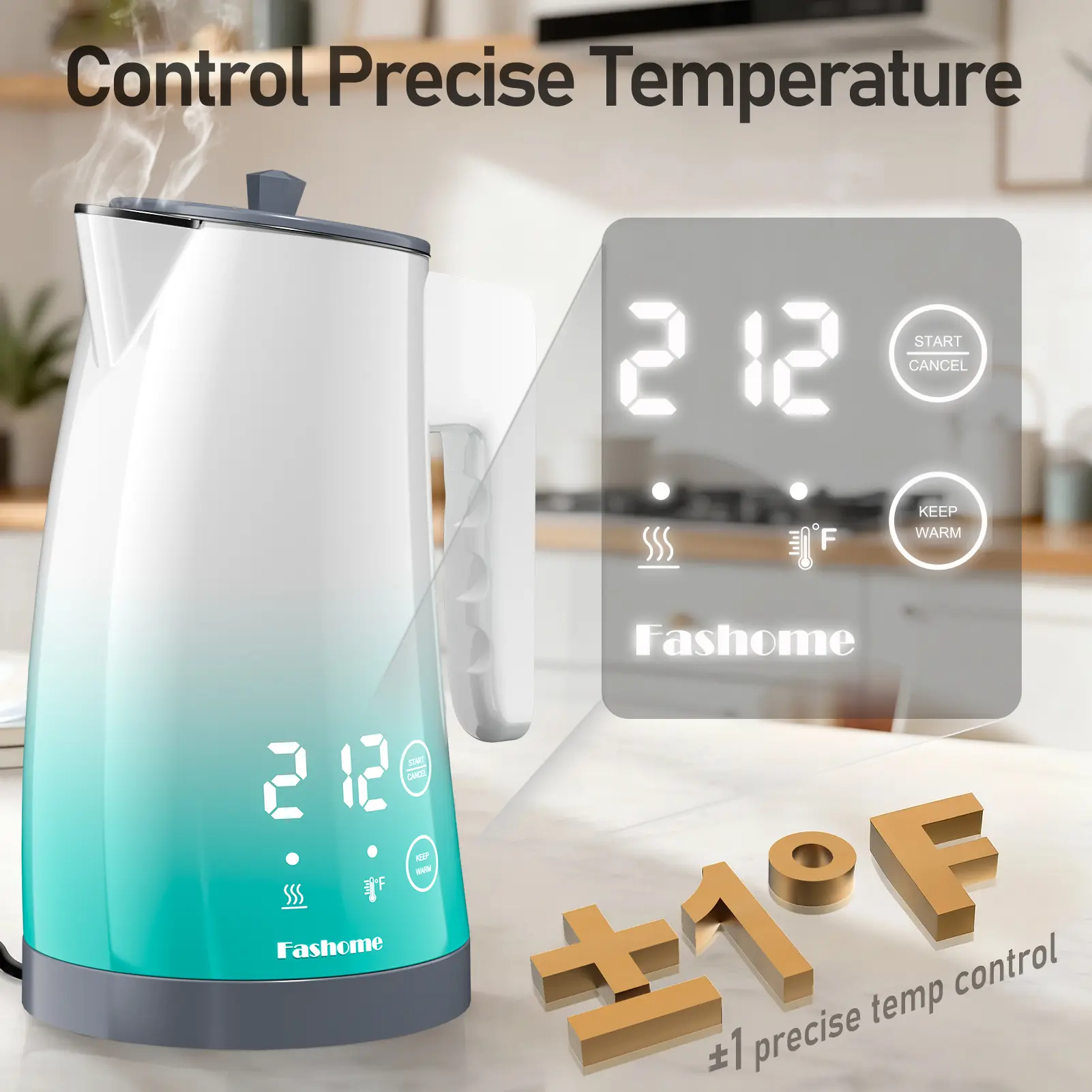 Multifunction Stainless Steel Electric Kettle - Cordless 1.25L Stainless Kettle with 1200W Heating System, Temperature Control, BPA-Free Smart Boiler, Fast Boil & Constant Temperature for Coffee, Baby Formula