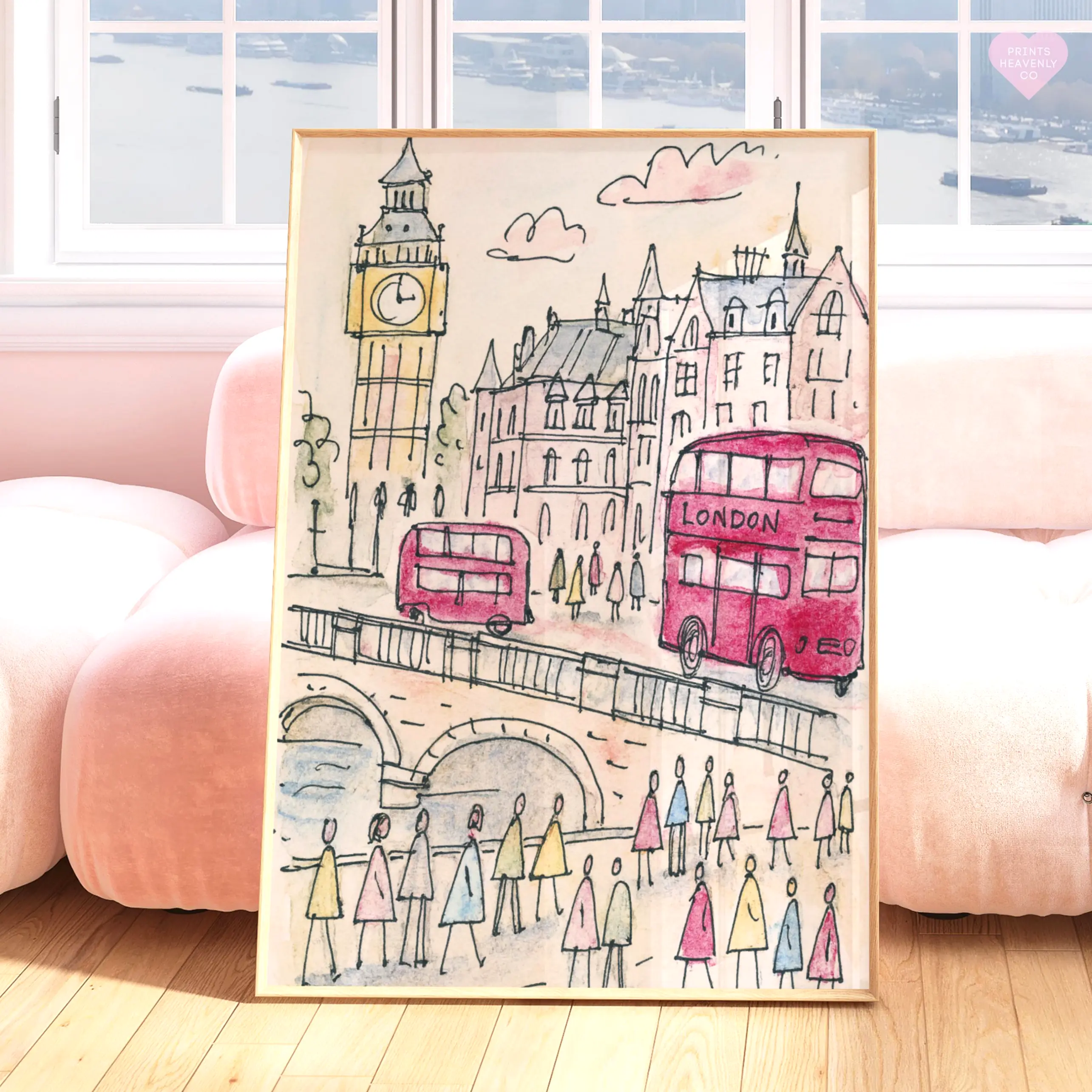 Preppy London Print Poster, London Poster, London Wall Art, Pink Girly Poster, Pink Poster, Aesthetic Poster, Pink Wall Art, London Gift