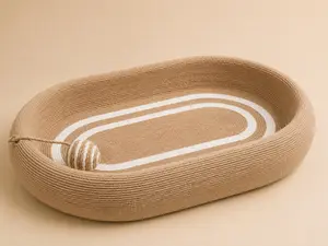 Handwoven Sisal Cat Scratcher Bed Indoor Cat Lounge with Hanging Ball Toy Cat Scratching Bowl for Sleeping Playing and Furniture Protection