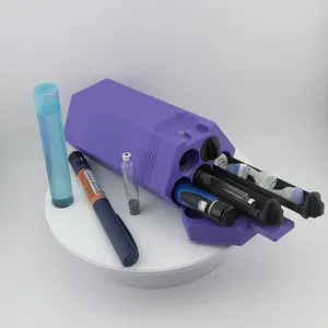 TechPod5 Travel Case - 5-Slot Bag Organizer for Insulin Pens, Peptide Pens, Needle Tips or Ice Packs (Purple)