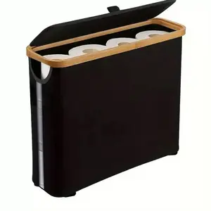 Large-capacity toilet paper storage basket with lid, can store multiple rolls of toilet paper, modern bathroom storage container, stylish multi-functional bathroom organizer, modern multi-functional household container
