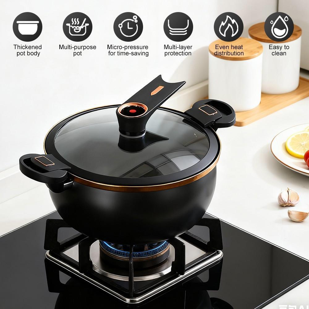 8.45Qt Micro Pressure Cooker with Nonstick Interior, Safety Valve & Tempered Glass Lid for Fast One-Pot Meals, Gas Stovetop Compatible