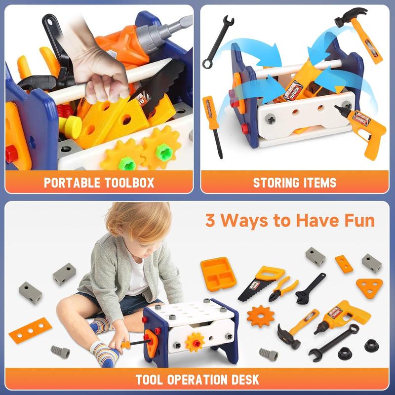 Kids Tool Set - Toddler Tool Kit with Drill, Includes Construction Toys for Boys & Girls Ages 3-6, Ideal for Christmas and Birthday Gifts