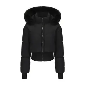 Large Fur Collar Hooded Short Cotton Jacket for Women, Autumn and Winter New Thickened Warm Cotton Coat with Waist-Cinching Design