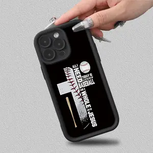 Baseball and Jesus Pattern Case for IPhone 16 15 14 Pro Max 13 12 11 XR XS Plus Shockproof Full Camera Protection Durable Slim Silicone Cover Gifts for Women Men Girls Boys