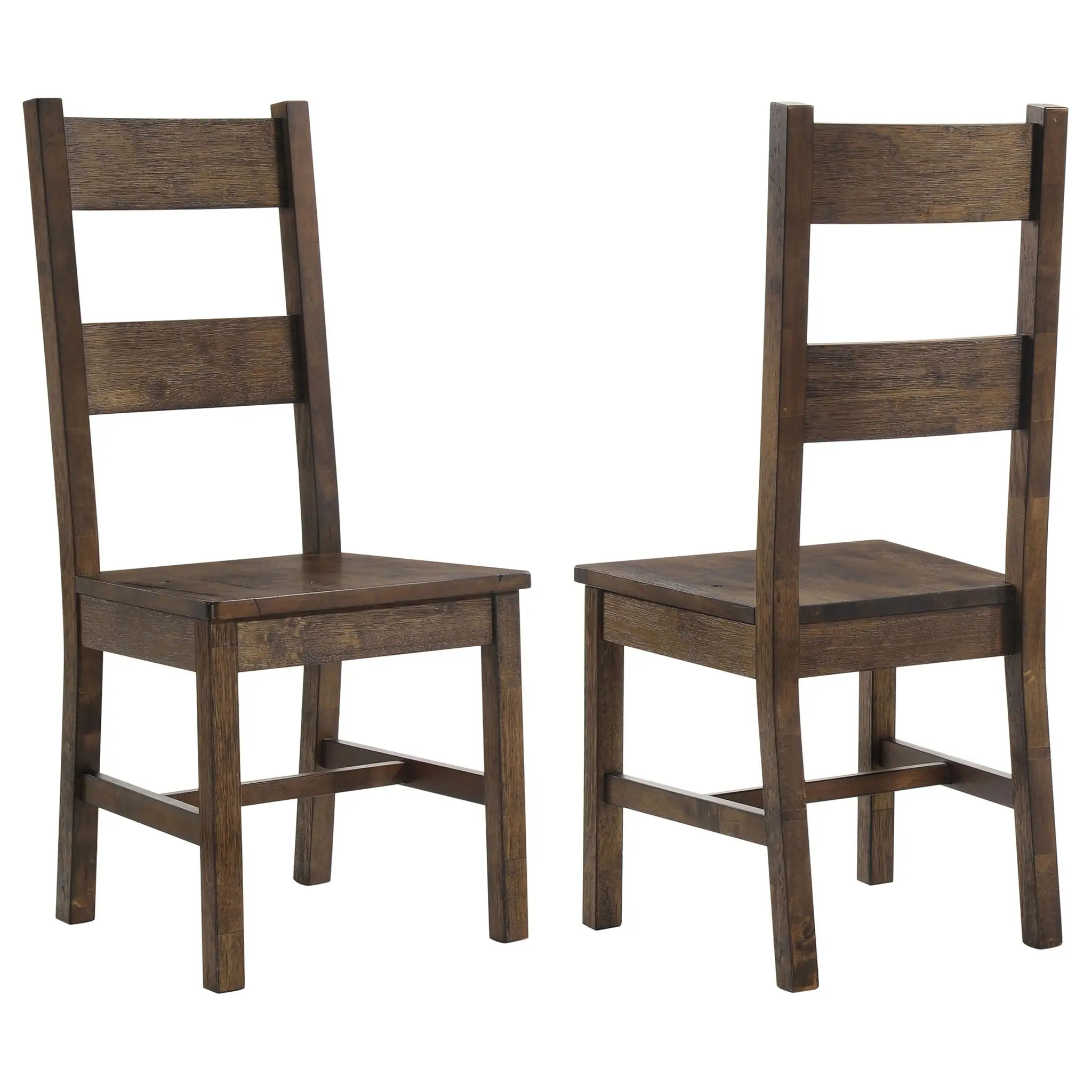 Ladder Back Dining Chairs With Straight Seat (Set of 2) - Brown
