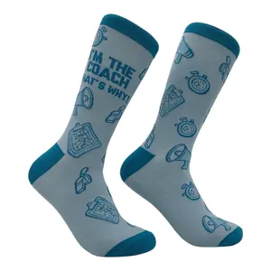 Men's Im The Coach Thats Why Socks Funny Sarcastic Coaching Graphic Novelty Footwear for Men Funny Graphic Socks Comfortable Fitted Spandex Cotton
