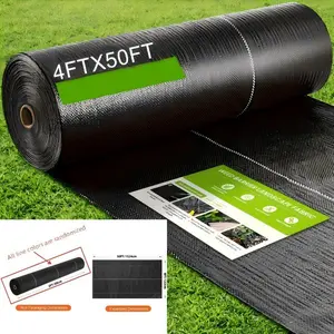 Thickened Weed Barrier Fabric Roll - Heavy Duty Black Landscape Fabric for Garden Beds, Landscaping & Walkways (4ft x 50ft / 100ft)