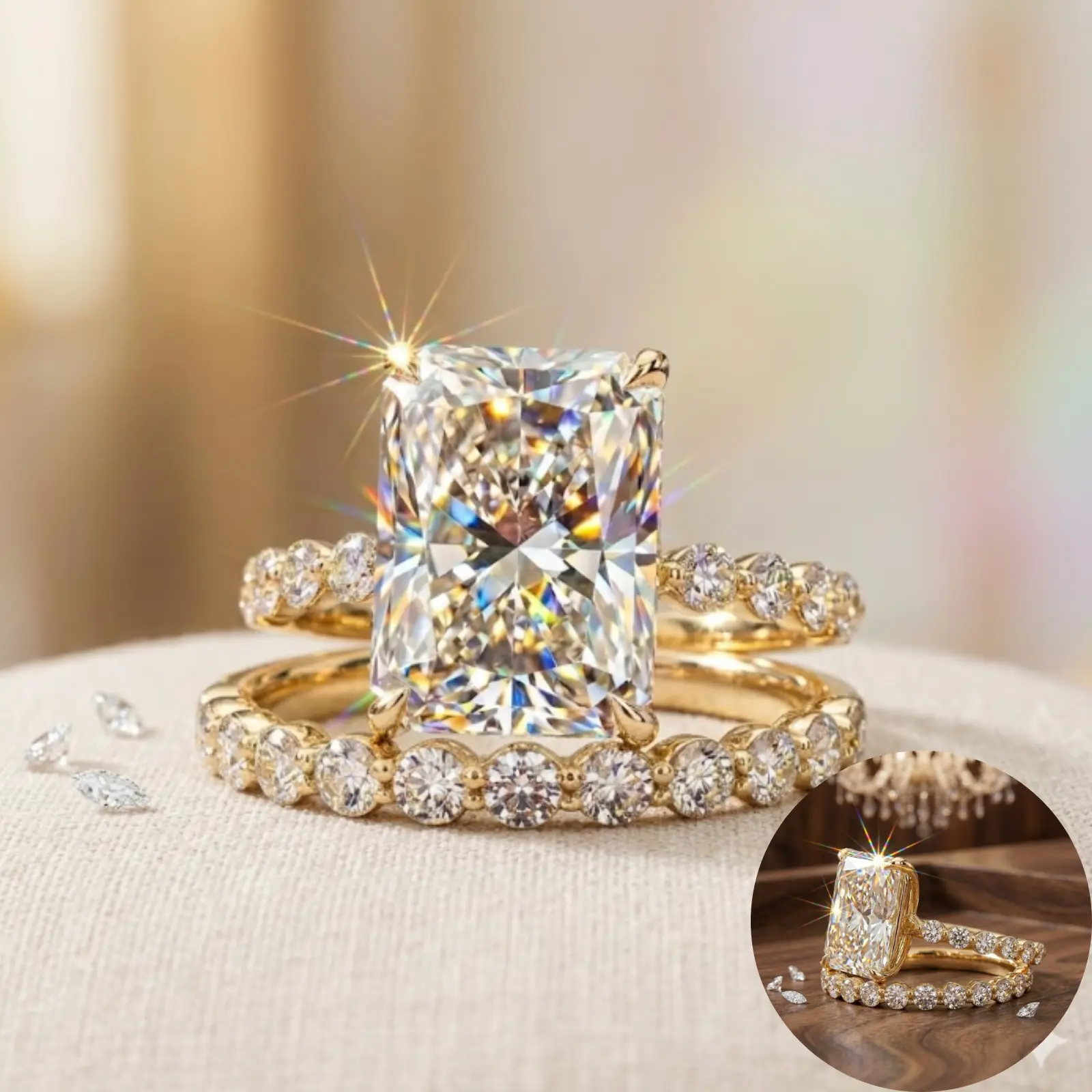 A set of two high-quality 14k gold-plated engagement rings for women, featuring delicate gemstones, suitable for everyday wear, weddings, anniversaries, parties, Valentine's Day, and birthday gifts