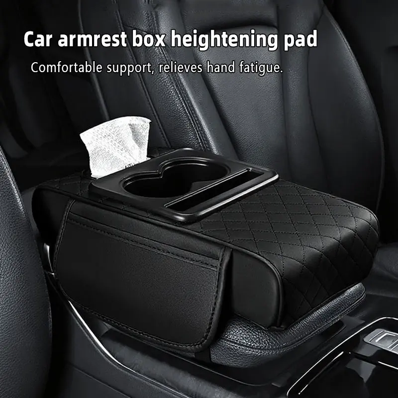 Car interior accessories armrest box storage bag for storage and organization of universal car interior accessories, cup holder and mobile phone storage cabinet for long-distance driving travel, car center console armrest pad, multi-function storage bag