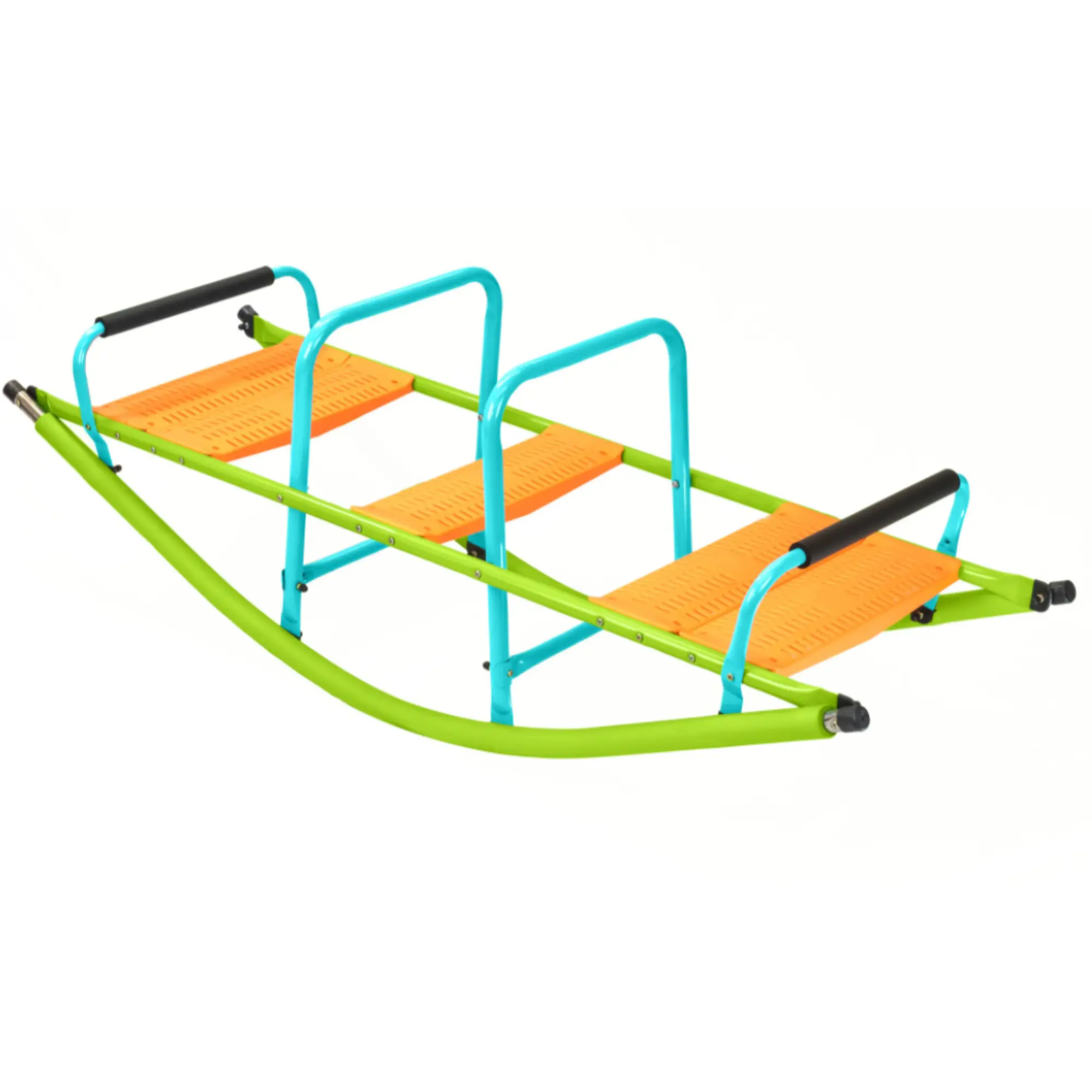 Kids Seesaw, High-Quality Playground Equipment with Plastic Seat & Steel Tube, Cute Outdoor Rocker for 3+ Year Old Children, Blue & Green