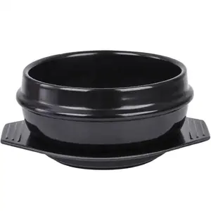 Family Restaurant Tableware Bibimbap Dolsot Bowl Ceramic Ramen Black Pot Serving Bowl Rice Noodles Casserole Soup