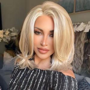 IMstyle Ella Beige Blonde with Highlight with Layer Cut 13*4 Free Parting Lace Front Wigs for Daily Wear