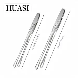 HUASI Stainless Steel Grill Tongs [2-Pack, 11 Inch and 9.4 Inch] Heavy Duty Rust-Resistant, Ergonomic Handle for Steaks, Salads, Vegetables, Portable Cooking Tools for Indoor and Outdoor Family Camping and Picnics, Durable Cookware