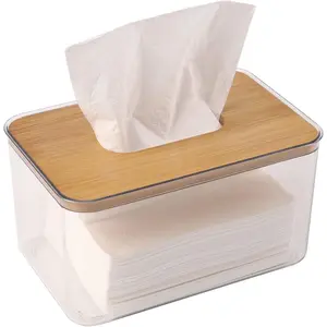 Clear Acrylic Rectangular Tissue Box Dryer Sheet Holder Dispenser for Laundry Room Table