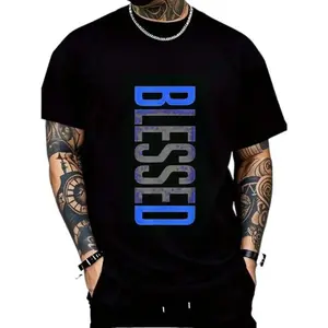 Men's Plus Size Casual Crew Neck T-Shirt - Geometric-Pattern, Smooth Cotton Knit Fabric, Medium Stretch - Short Sleeve Tee for Leisure & Everyday Wear |           Breathable Comfort Fit |           Machine Washable Crewneck Classic.