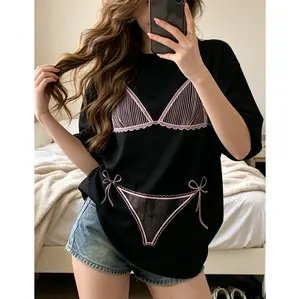 Bikini Graphic Cotton T-shirt ,Last Splash Seashells and Wedding Bells, Bikini Body Illusion Shirt, Funny Summer Vacation Coverup