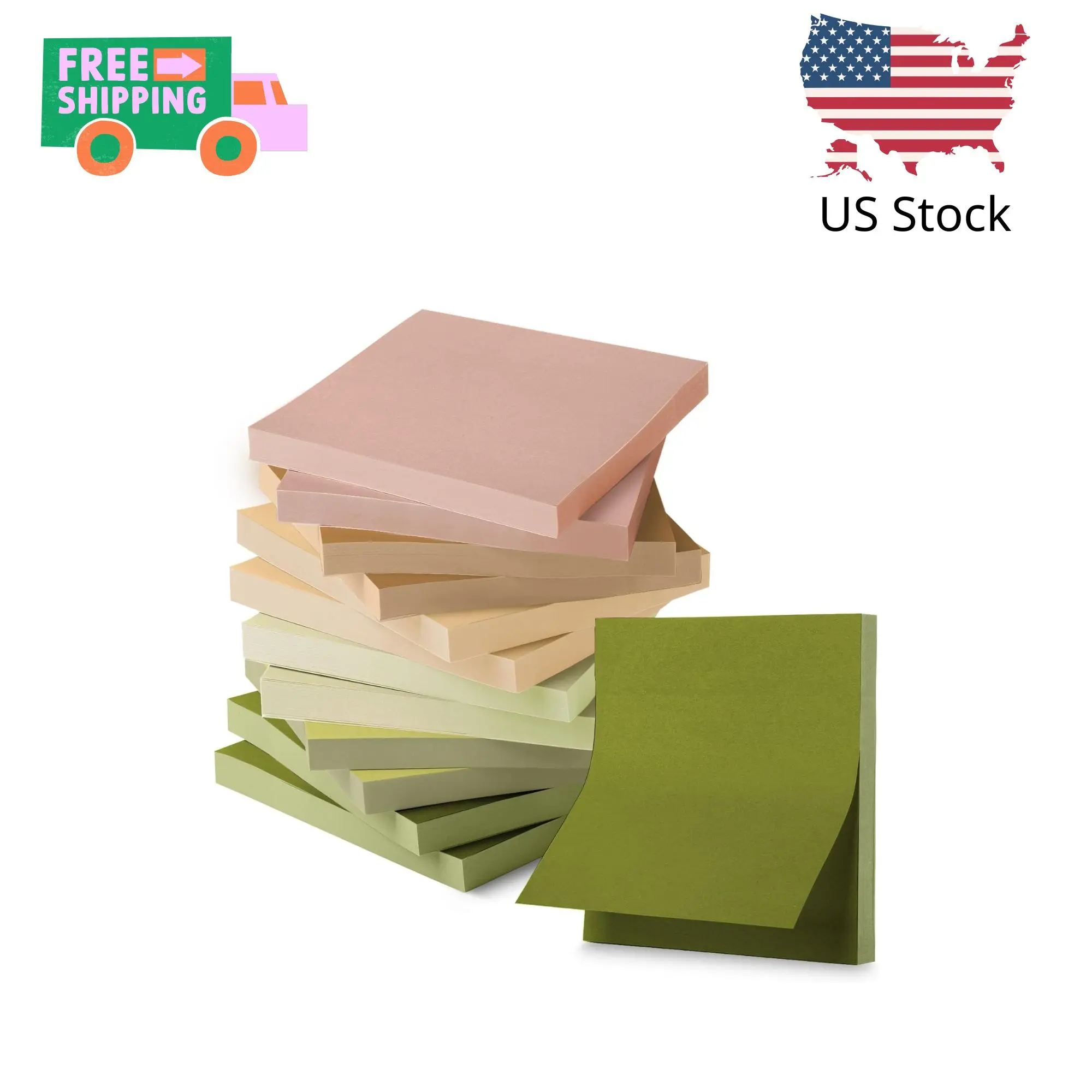 Sticky Notes, 3”x3”, 12 Pads, 600 Sheets, Dark and Earthy Colors Sticky Notes 3x3