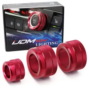 iJDMTOY 3pc Red Aluminum AC Climate Control Radio Volume Turner Ring Covers For 11-16 BMW F10 F11 F07 5 Series 5GT, 11-17 F12 F13 F06 6 Series, Gran Coupe, 08-15 F01 F02 7 Series