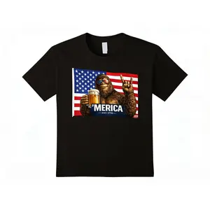 MERICA Bigfoot American Flag Patriotic T-Shirt, Funny Sasquatch Mud Muddin Truck Garage Tee, Cool Freedom Lovers Gift For Men