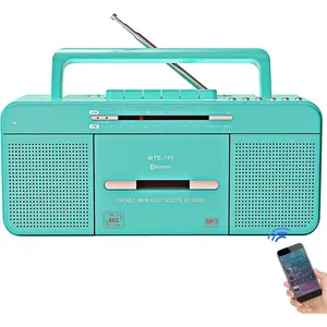 Portable Retro Stylish Cassette Player Recorder Boombox with ,USB,AM/FM Radio,Tape Player/Recording,USB Playback/Recording,Cassette to MP3 Converter,Earphone Jack, (Teal)