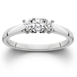 1/2 Ct Three Stone Lab Grown Diamond Engagement Ring 10k White Gold