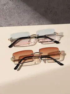 Vintage Rectangle Frame Sunglasses, Trendy Casual Sunglasses for Everyday Use, Fashion Accessories for Outdoor Activities, Rectangular Sunglasses