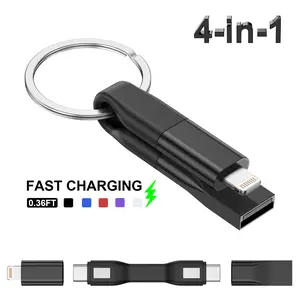 Four-In-One Portable Keychain Multifunctional Charging Cable, Super Fast Charging, Multi-Function Type-C for iPhone and Smartphones, Ideal Gift for Tech Lovers