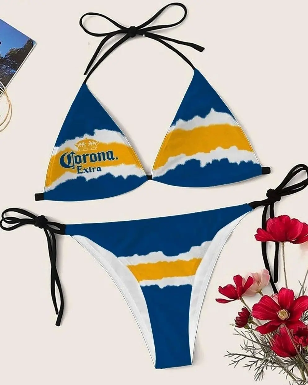 Corona Extra  Drinking Triangle Bikini Set IJ8 WI5