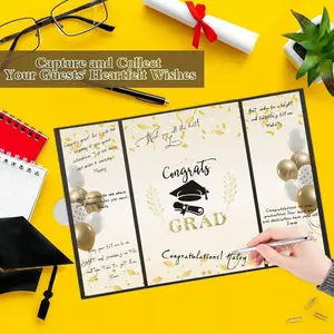 Graduation Signature Book 2026 Class of 2026 Black and Gold Congrats Grad Guest Book College Party Decoration Graduation Keepsake Gift for Him or Her