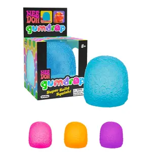 NeeDoh Gumdrop – Gumdrop-Shaped Sensory Toy with Groovy Squeeze, 4 Assorted Colors (One Random Color)