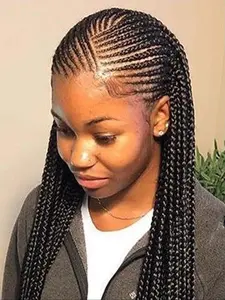 Long Braided Lace Front Wigs for Women, Natural Cornrow Braided Wigs with Baby Hair, Breathable Synthetic Braided Wigs for Party, Daily Use, Lace Frontal Wigs