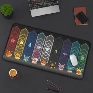 Eevee Inspired MousePad, Pastel Deskmat, XXL Extended, Giant Mouse Pad, Large Gamer Pad, Gift for PKM and Anime Fans, TCG Playmat