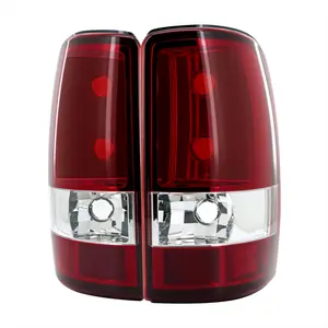 2000-2006 Chevrolet Suburban/Tahoe GMC Yukon/Yukon XL Tail Lights (Chrome Housing/Red Clear Lens)