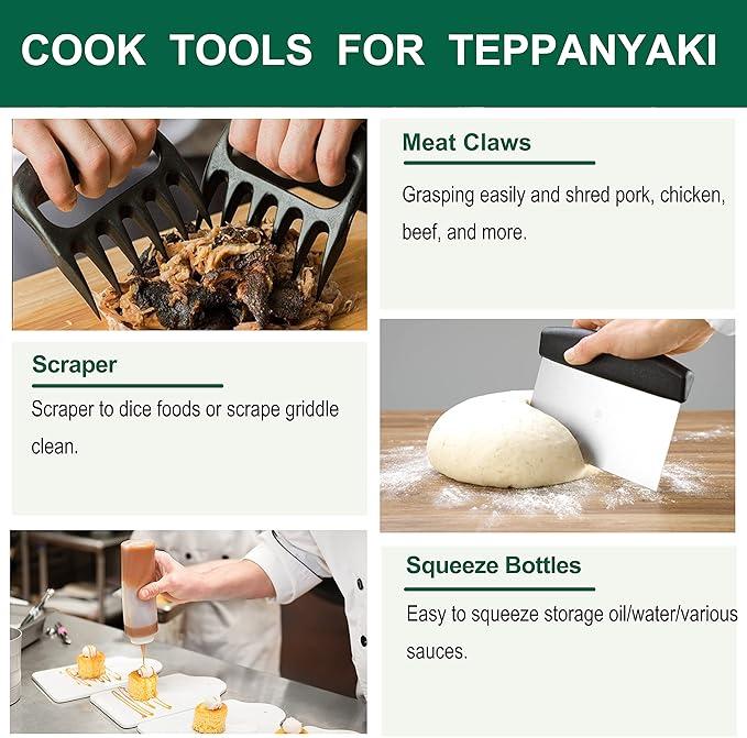 Grilljoy 46PC Griddle Accessories Set with Robust Plastic Handle Stainless Steel Tools for Flat Top Grills Hibachi Teppanyaki BBQ Utensils Complete Kit kitchen gadgets kitchen items kitchen accessories grills Sturdy