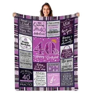 1PC 40th birthday gifts for women, happy 40th birthday blanket, 40th blanket gift for wife, mom, sister, friend