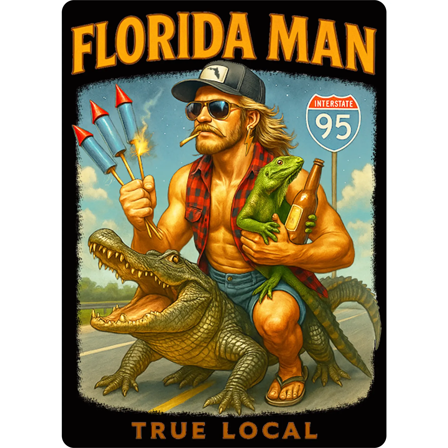 Florida Man UV Sticker – Black – Alligator Gator Decal