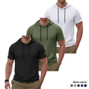 Men’s Modern Hooded T-Shirt, Short Sleeve Pullover, Comfortable Fit with Textured Finish