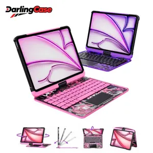 DarlingCase for iPad Air 11/13 inch 2025 Case, iPad A16/10th Gen Case, iPad Pro 11/13 inch case, Air 5th/4th Case, 360° RotatingMulti-Touch Trackpad, RGB Backlit Keyboard, TransparentBack, Pencil Holder, Type-C Charging