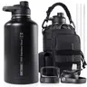 OneTigris 64oz Insulated Stainless Steel Flask - Sports Drinking Bottle, Grab & Go Water Bottles Drinkware with 3 Lids, 2 Straws, Paracord Handle, Carry Pouch, Cleaning Brush | For Gym, Hiking