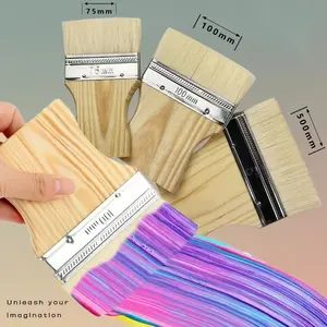 Flat Brush Paint Set, Flat Bristles, 3 Sizes (3/4/5 Inches), Versatile Sizes, Ideal for Walls & Furniture Painting, Wood Staining Brushes, Pack of 3